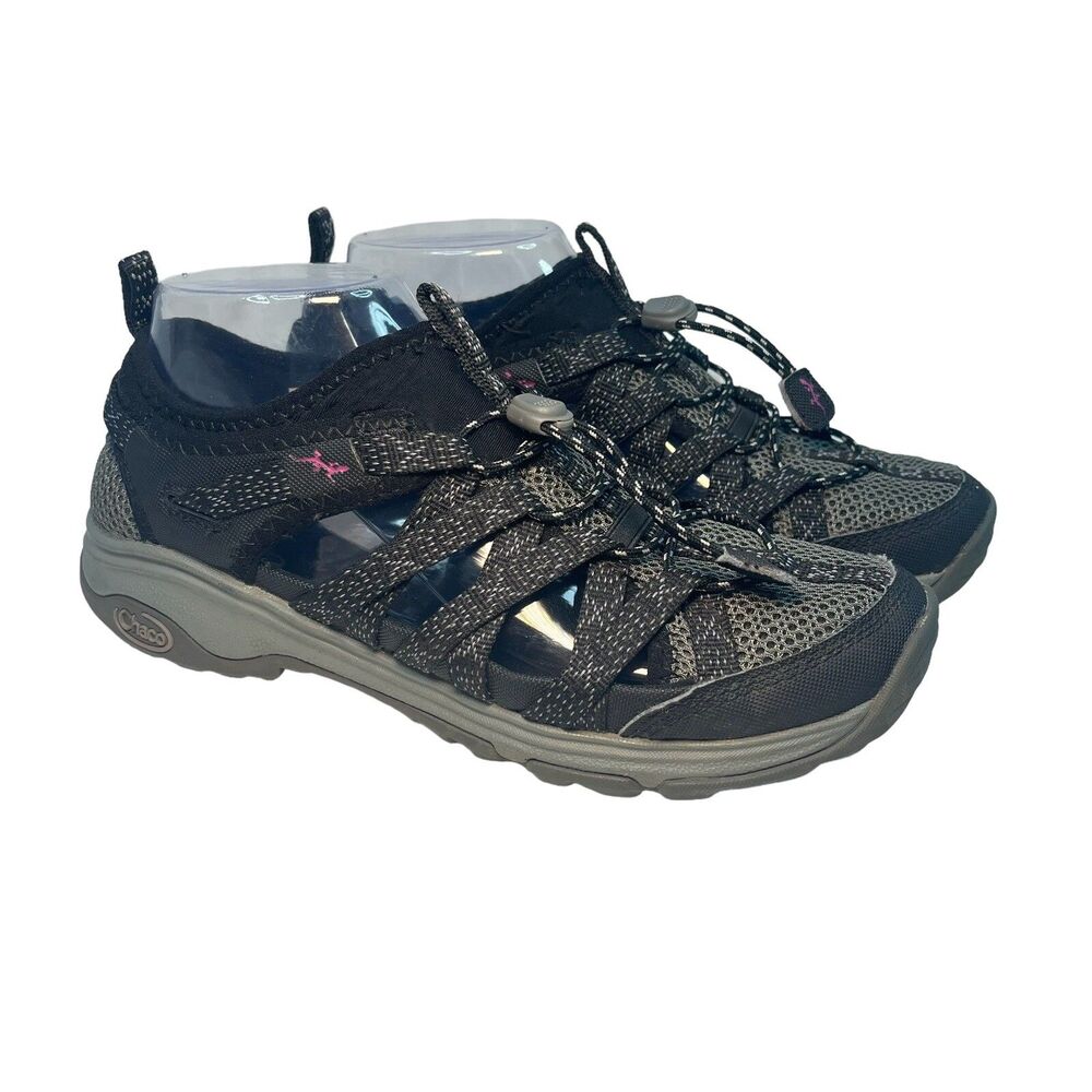 Chaco Outcross Evo 1 Hiking Shoes Drawstring Sandals Outdoor Black Gray Women 7